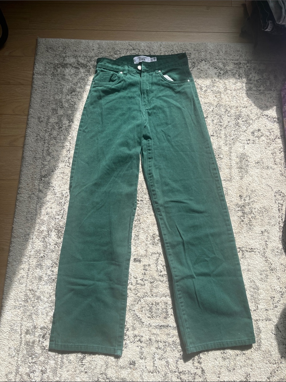 High-Rise Wide Leg Women's Jeans - Forest Green